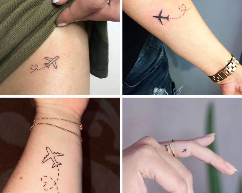 Avión ▷ ideas de tatuajes minimalistas para mujeres