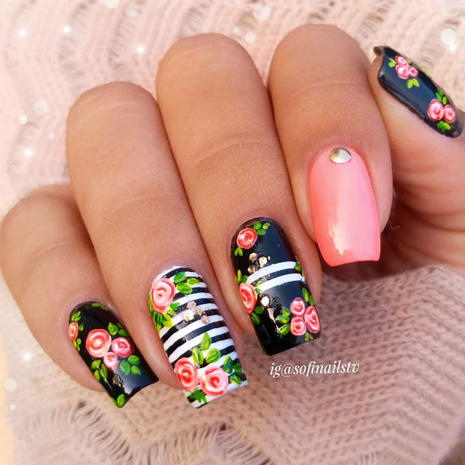 Diseños de uñas con flores