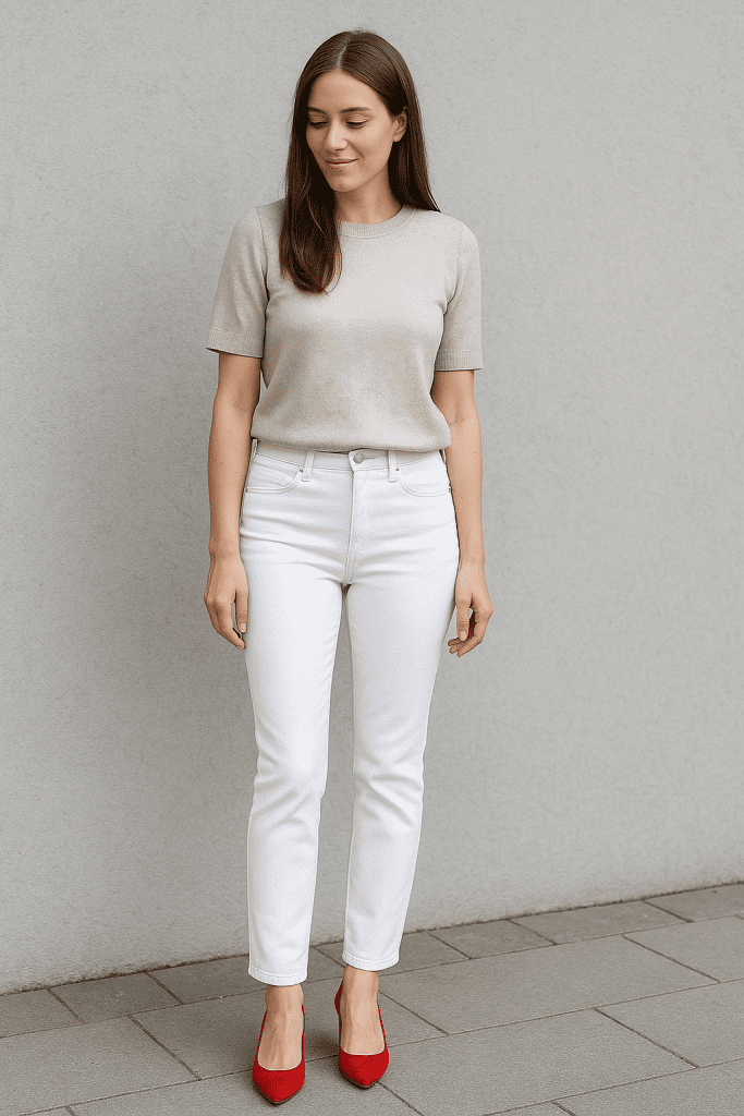 Cómo Combinar Zapatos Rojos Con Jeans Blancos En Verano Fácilmente