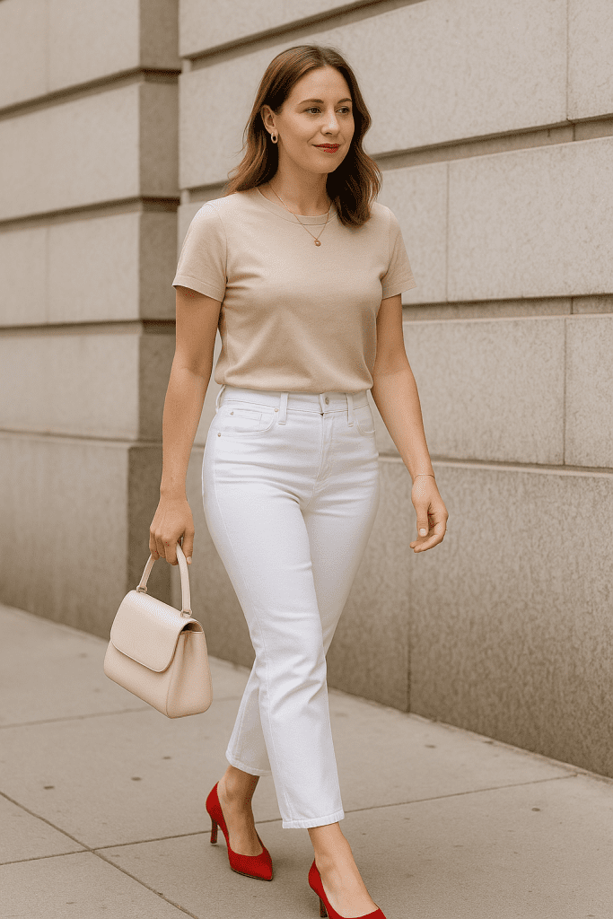 Cómo Combinar Zapatos Rojos Con Jeans Blancos En Verano Fácilmente