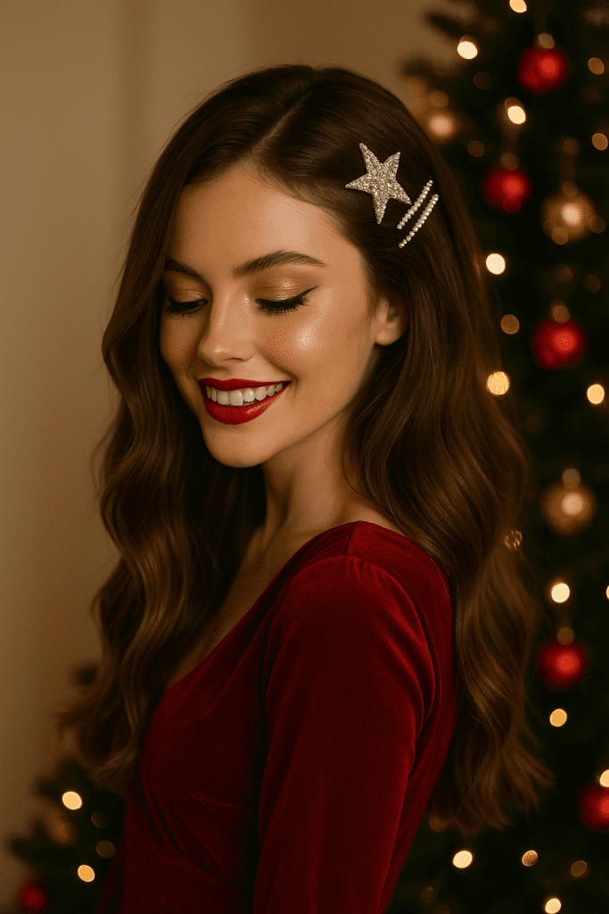 Peinados para Navidad con Cabello Suelto